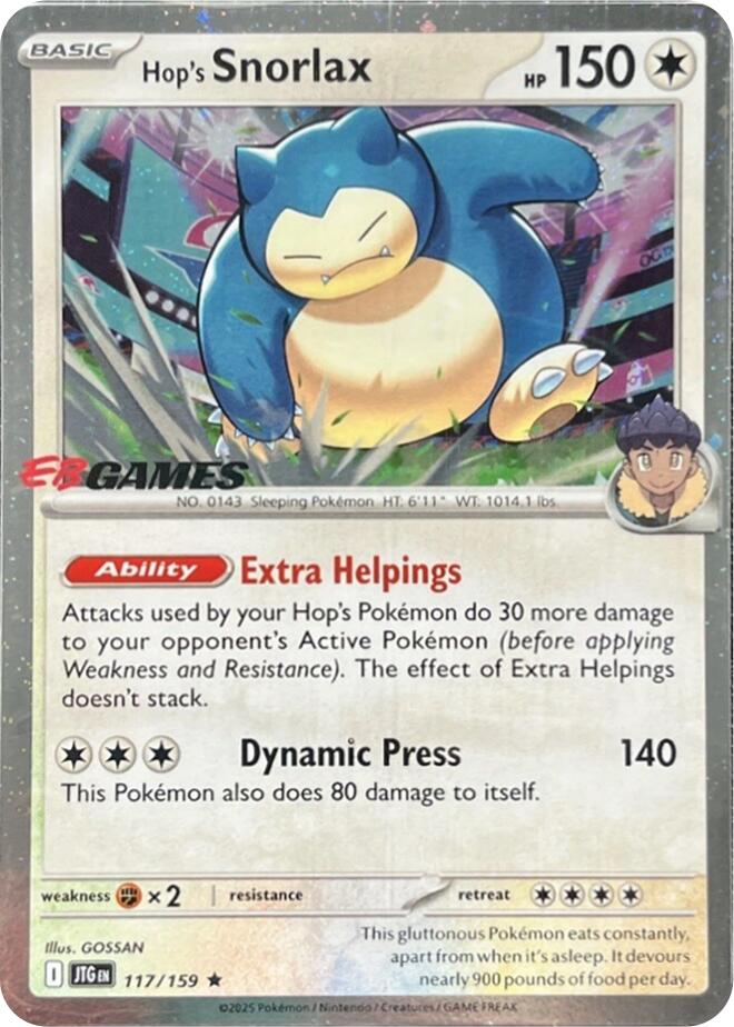 Hop's Snorlax (117/159) (EB Games) (Cosmos Holo) [Scarlet & Violet: Journey Together] | I Want That Stuff Brandon
