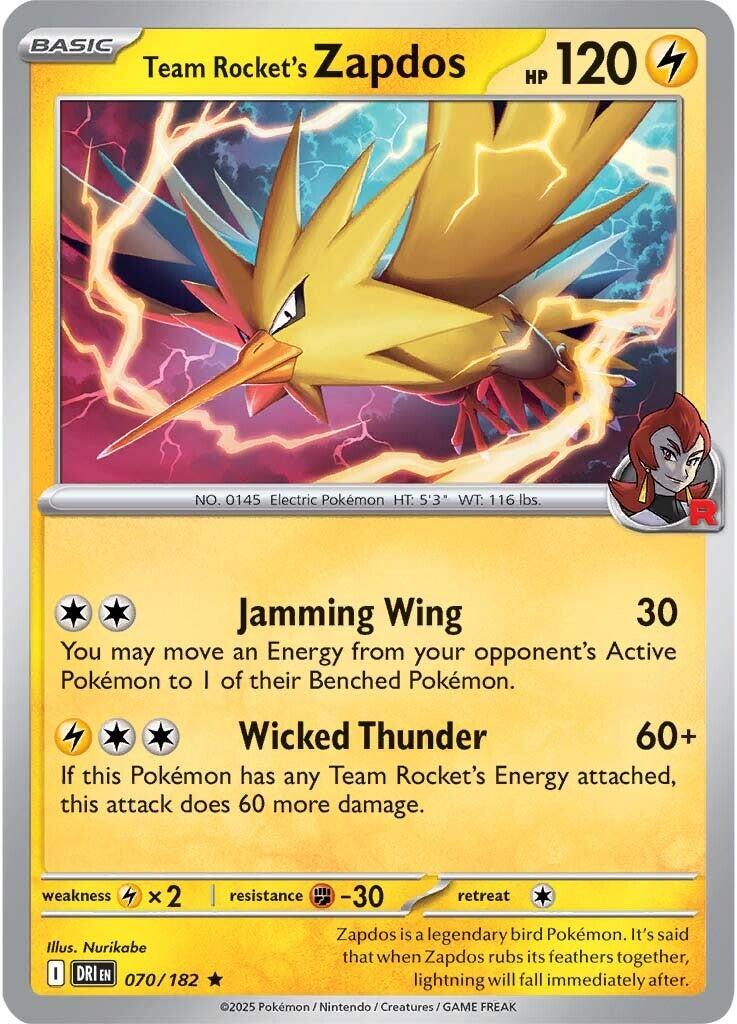 Team Rocket's Zapdos (070/182) [Scarlet & Violet: Destined Rivals] | I Want That Stuff Brandon