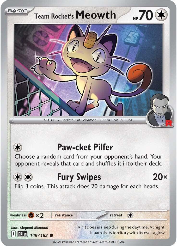 Team Rocket's Meowth (149/182) [Scarlet & Violet: Destined Rivals] | I Want That Stuff Brandon