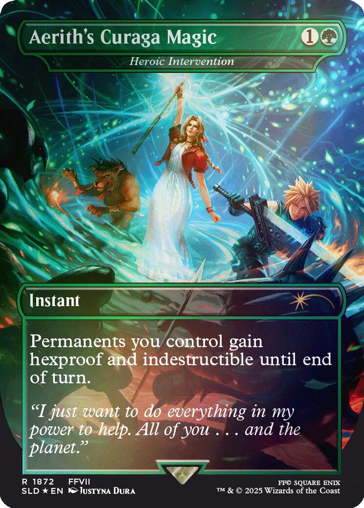Aerith's Curaga Magic - Heroic Intervention (Rainbow Foil) [Secret Lair Drop Series] | I Want That Stuff Brandon