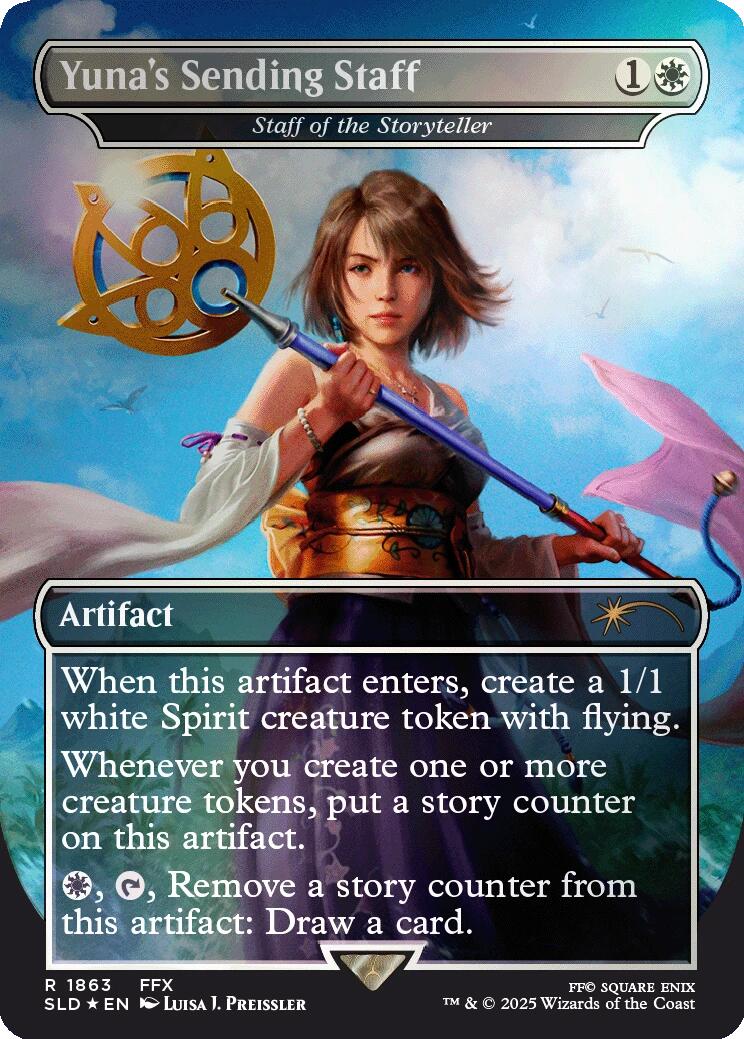 Yuna's Sending Staff - Staff of the Storyteller (Rainbow Foil) [Secret Lair Drop Series] | I Want That Stuff Brandon