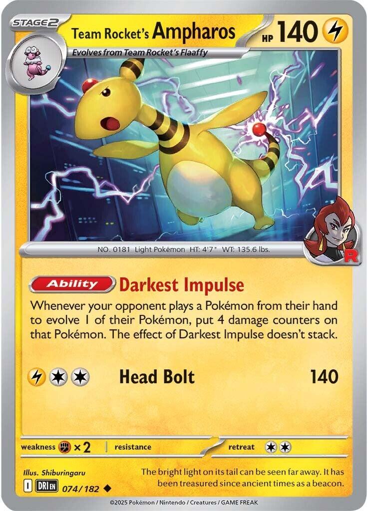 Team Rocket's Ampharos (074/182) [Scarlet & Violet: Destined Rivals] | I Want That Stuff Brandon