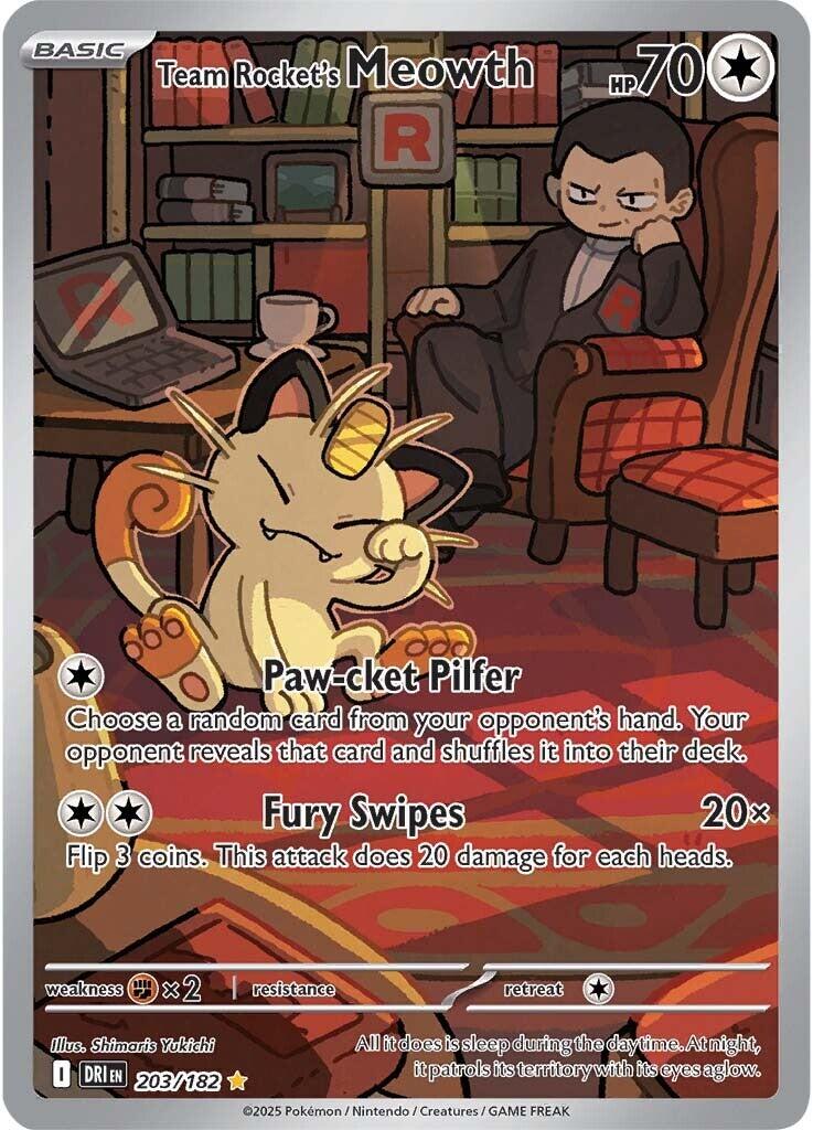 Team Rocket's Meowth (203/182) [Scarlet & Violet: Destined Rivals] | I Want That Stuff Brandon