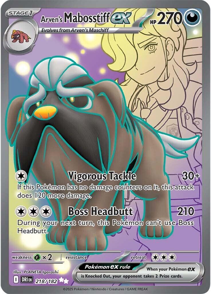 Arven's Mabosstiff ex (218/182) [Scarlet & Violet: Destined Rivals] | I Want That Stuff Brandon