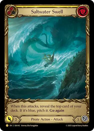 Saltwater Swell (Yellow) (Treasure) [SEA142] (High Seas)  Cold Foil | I Want That Stuff Brandon