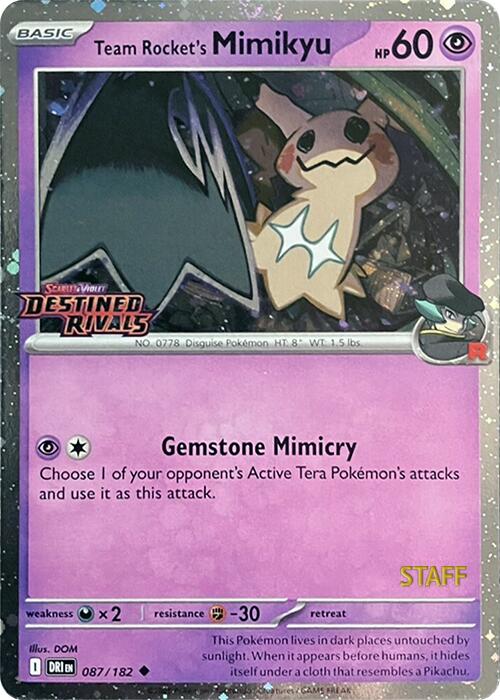 Team Rocket's Mimikyu (087/182) (Prerelease Staff) [Scarlet & Violet: Destined Rivals] | I Want That Stuff Brandon