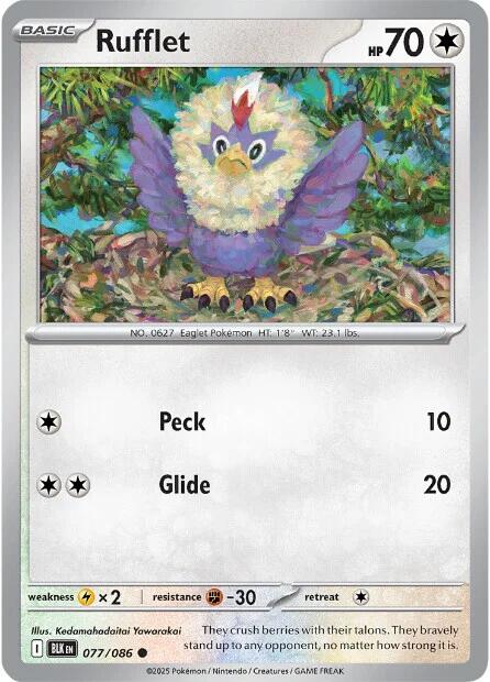 Rufflet (077/086) (Reverse Holo) [Scarlet & Violet: Black Bolt] | I Want That Stuff Brandon
