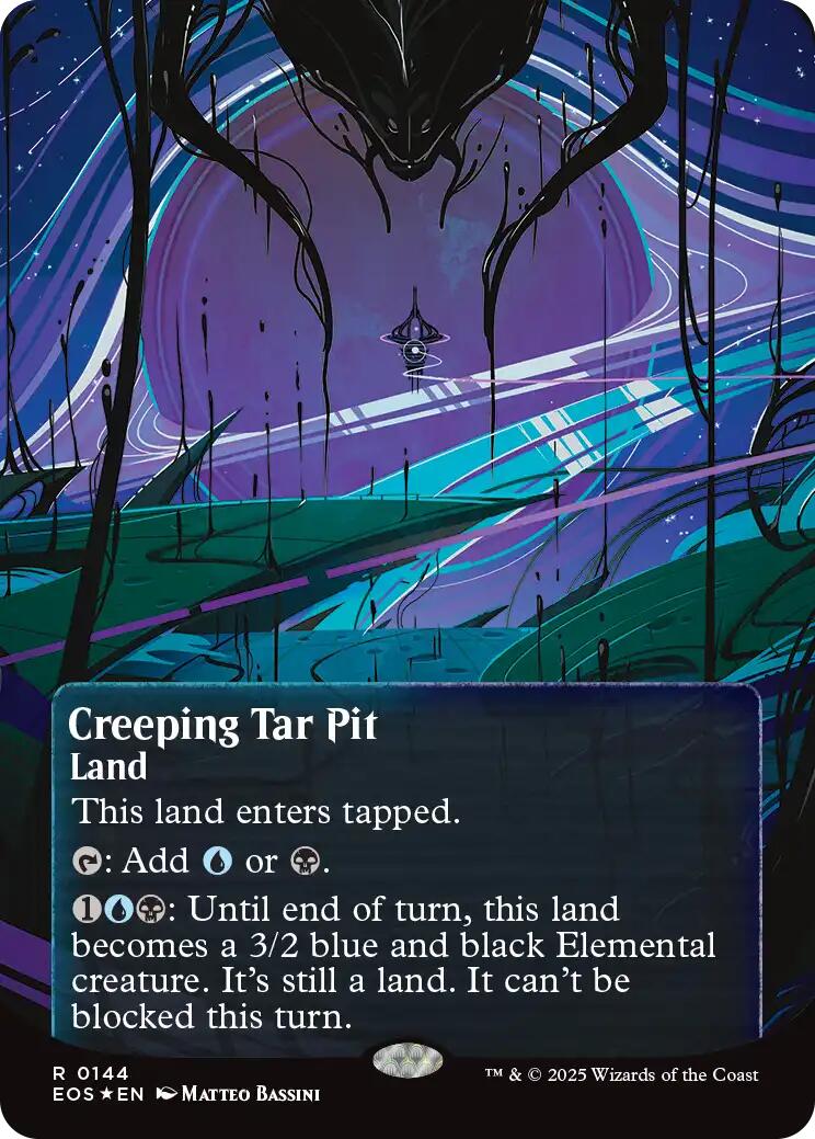 Creeping Tar Pit (0144) (Borderless) (Galaxy Foil) [Edge of Eternities: Stellar Sights] | I Want That Stuff Brandon