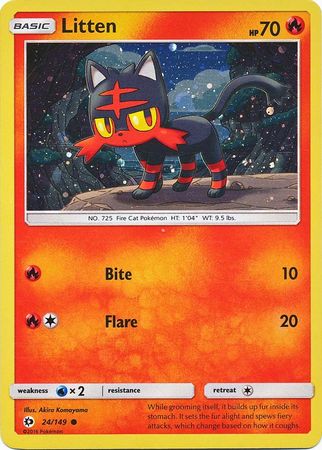 Litten (24/149) (Cosmos Holo) [Sun & Moon: Base Set] | I Want That Stuff Brandon