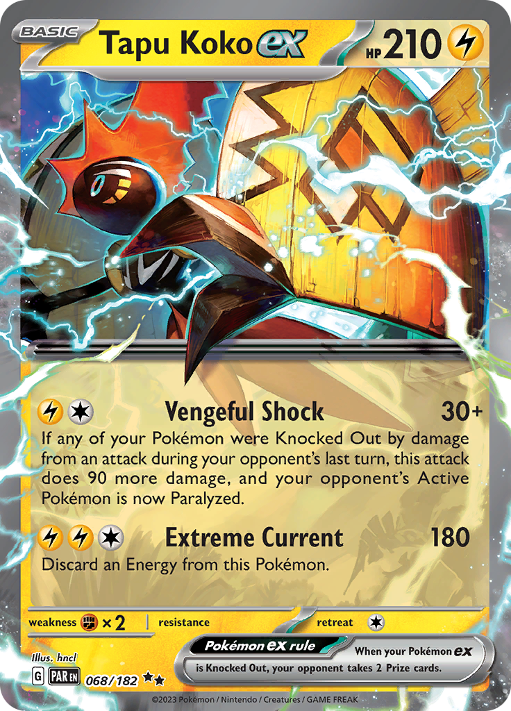 Tapu Koko ex (068/182) [Scarlet & Violet: Paradox Rift] | I Want That Stuff Brandon