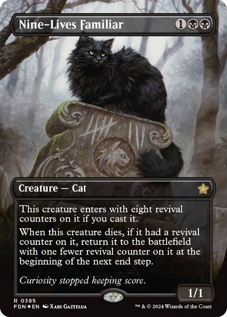 Nine-Lives Familiar (Borderless Mana Foil) [Foundations] | I Want That Stuff Brandon