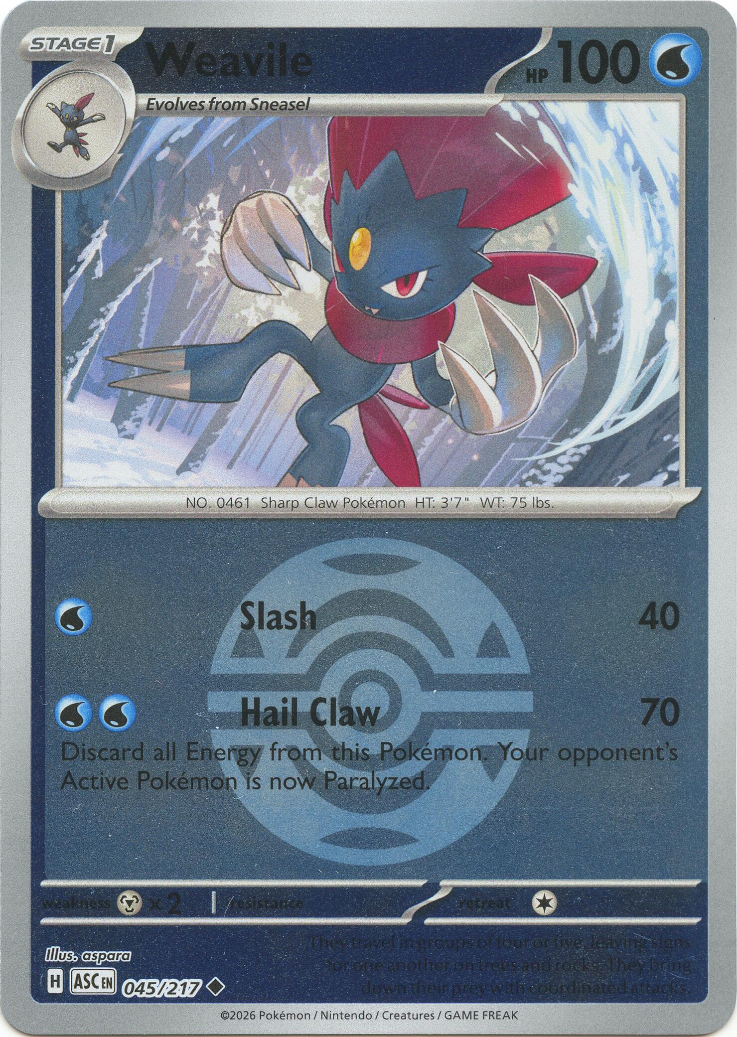 Weavile (045/217) (Dusk Ball) [Mega Evolution: Ascended Heroes] | I Want That Stuff Brandon