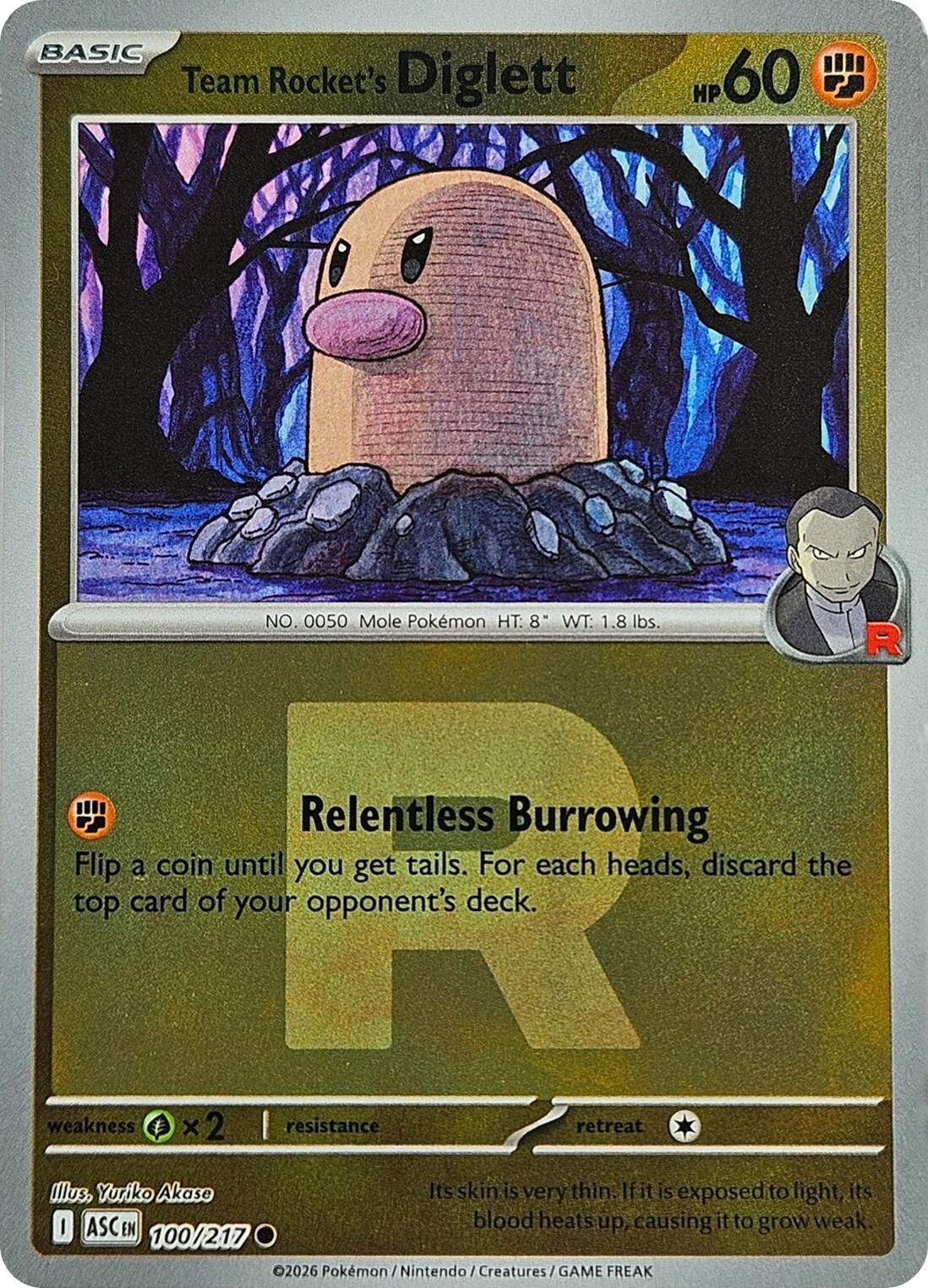Team Rocket's Diglett (100/217) (Team Rocket) [Mega Evolution: Ascended Heroes] | I Want That Stuff Brandon