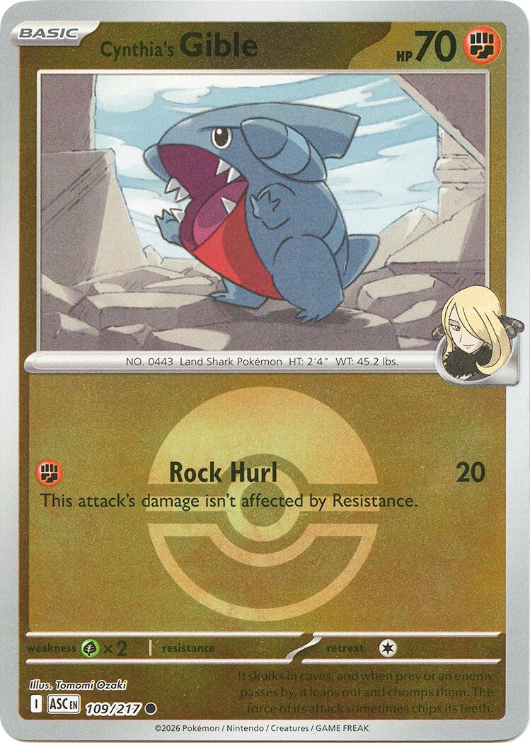 Cynthia's Gible (109/217) (Poke Ball) [Mega Evolution: Ascended Heroes] | I Want That Stuff Brandon
