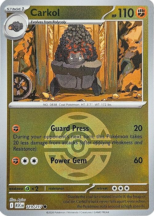 Carkol (119/217) (Dusk Ball) [Mega Evolution: Ascended Heroes] | I Want That Stuff Brandon