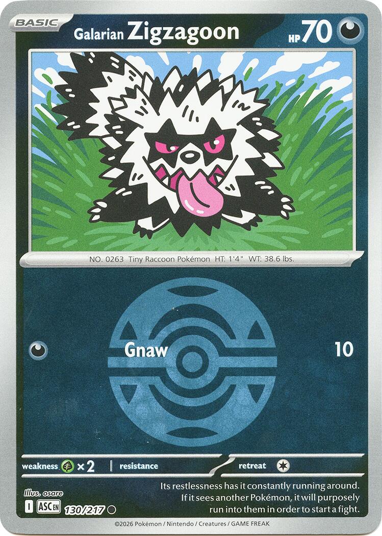 Galarian Zigzagoon (130/217) (Dusk Ball) [Mega Evolution: Ascended Heroes] | I Want That Stuff Brandon