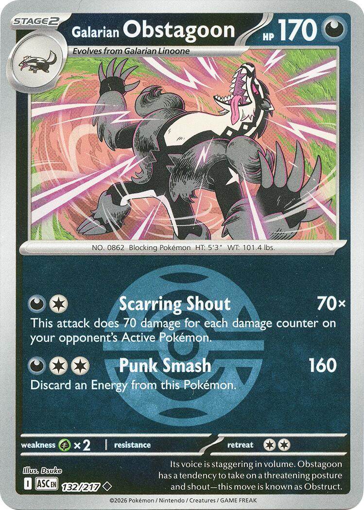 Galarian Obstagoon (132/217) (Dusk Ball) [Mega Evolution: Ascended Heroes] | I Want That Stuff Brandon
