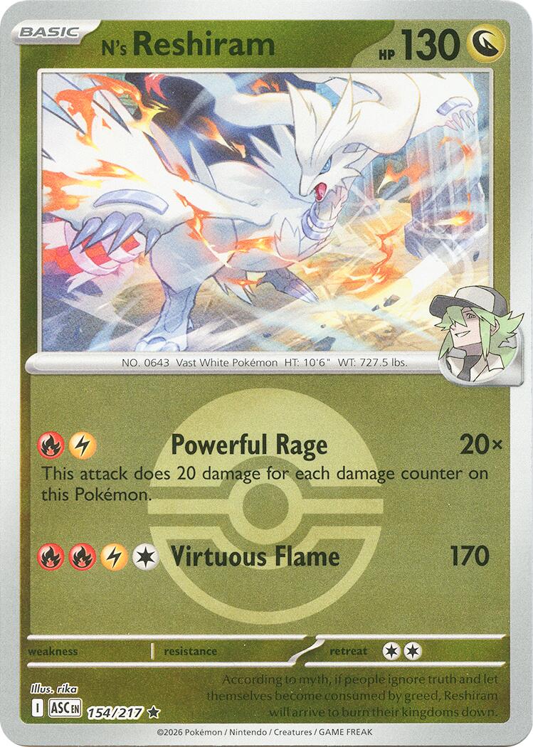 N's Reshiram (154/217) (Poke Ball) [Mega Evolution: Ascended Heroes] | I Want That Stuff Brandon