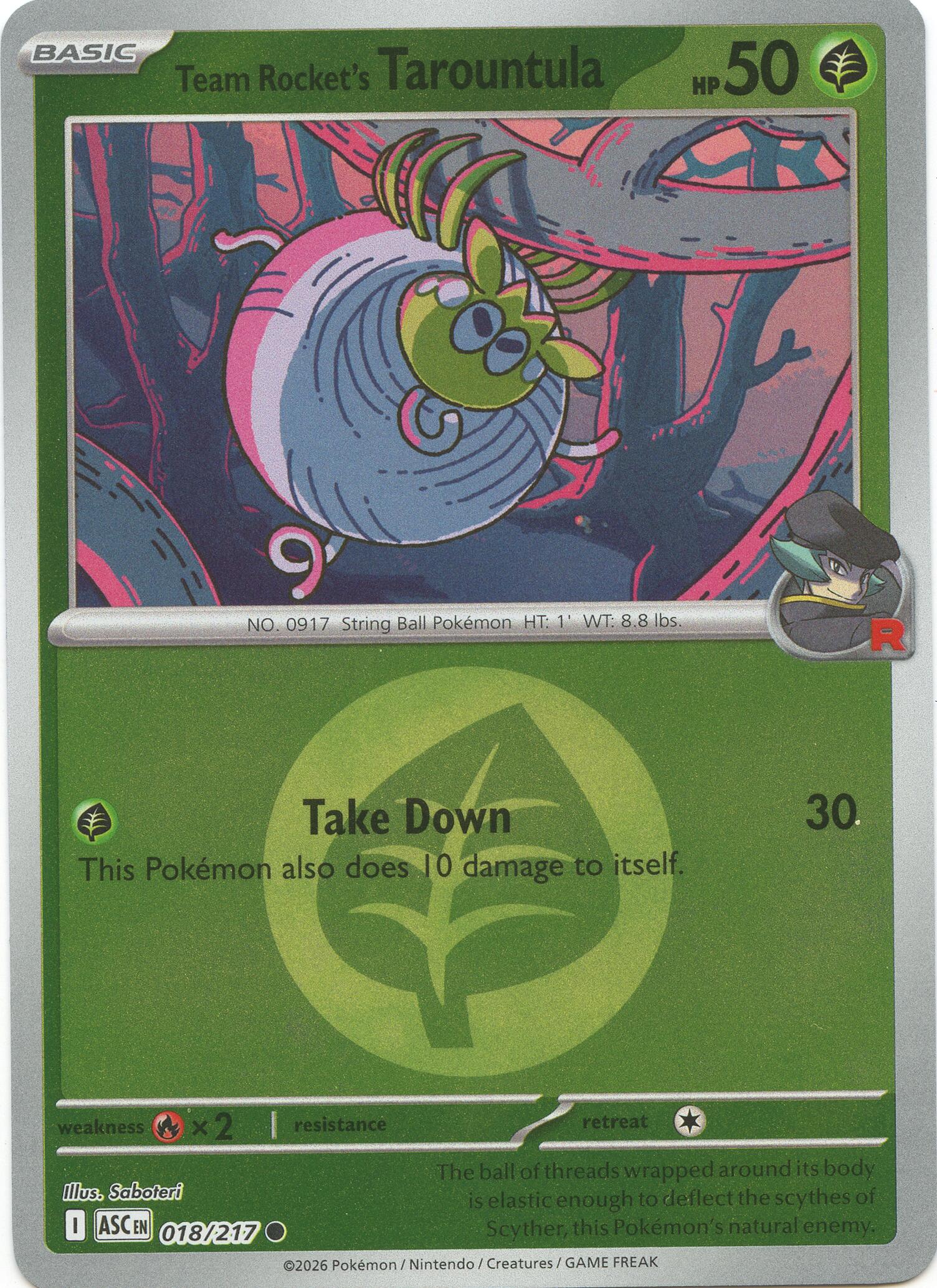 Team Rocket's Tarountula (018/217) (Energy Symbol Pattern) [Mega Evolution: Ascended Heroes] | I Want That Stuff Brandon