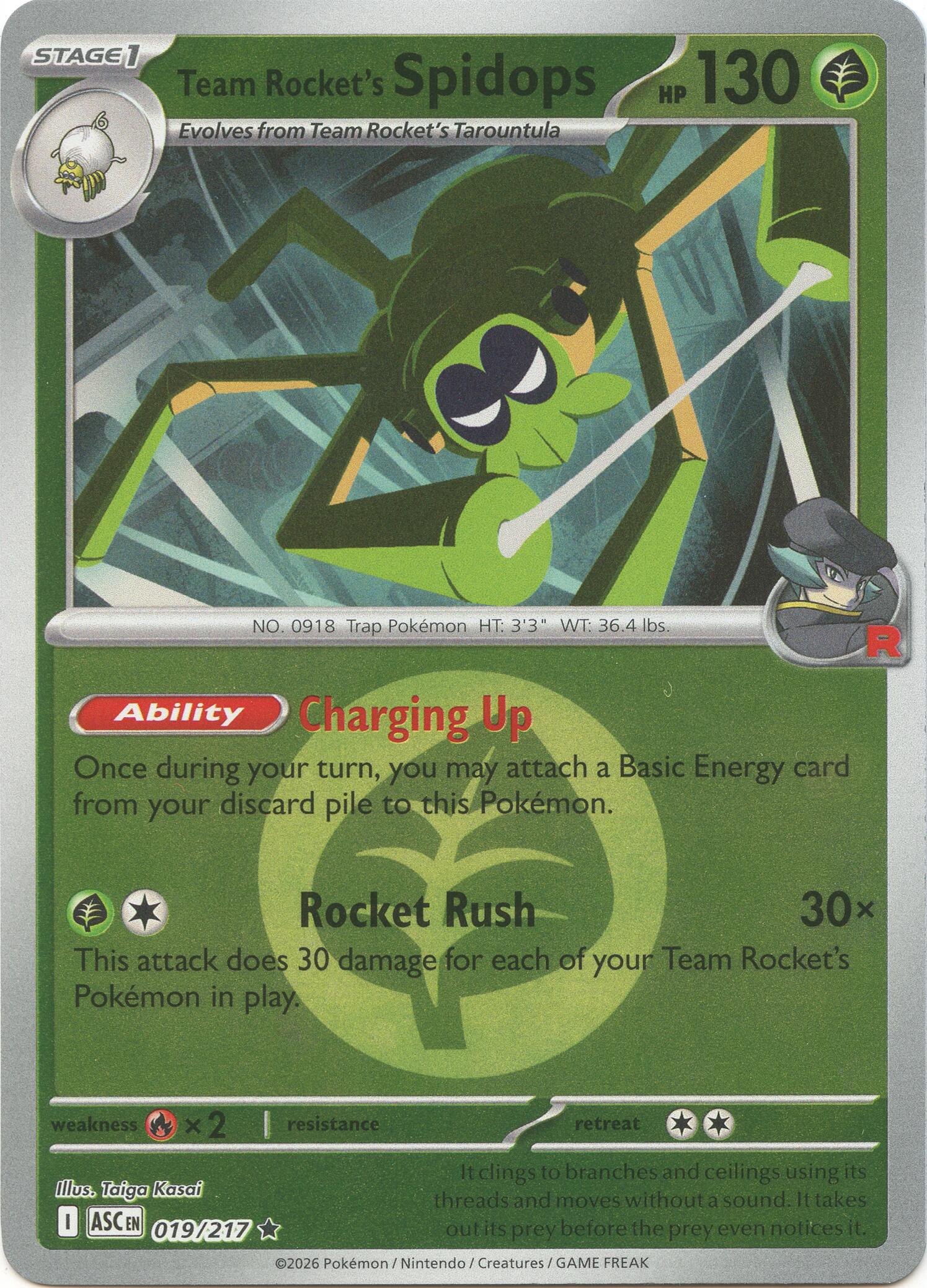 Team Rocket's Spidops (019/217) (Energy Symbol Pattern) [Mega Evolution: Ascended Heroes] | I Want That Stuff Brandon