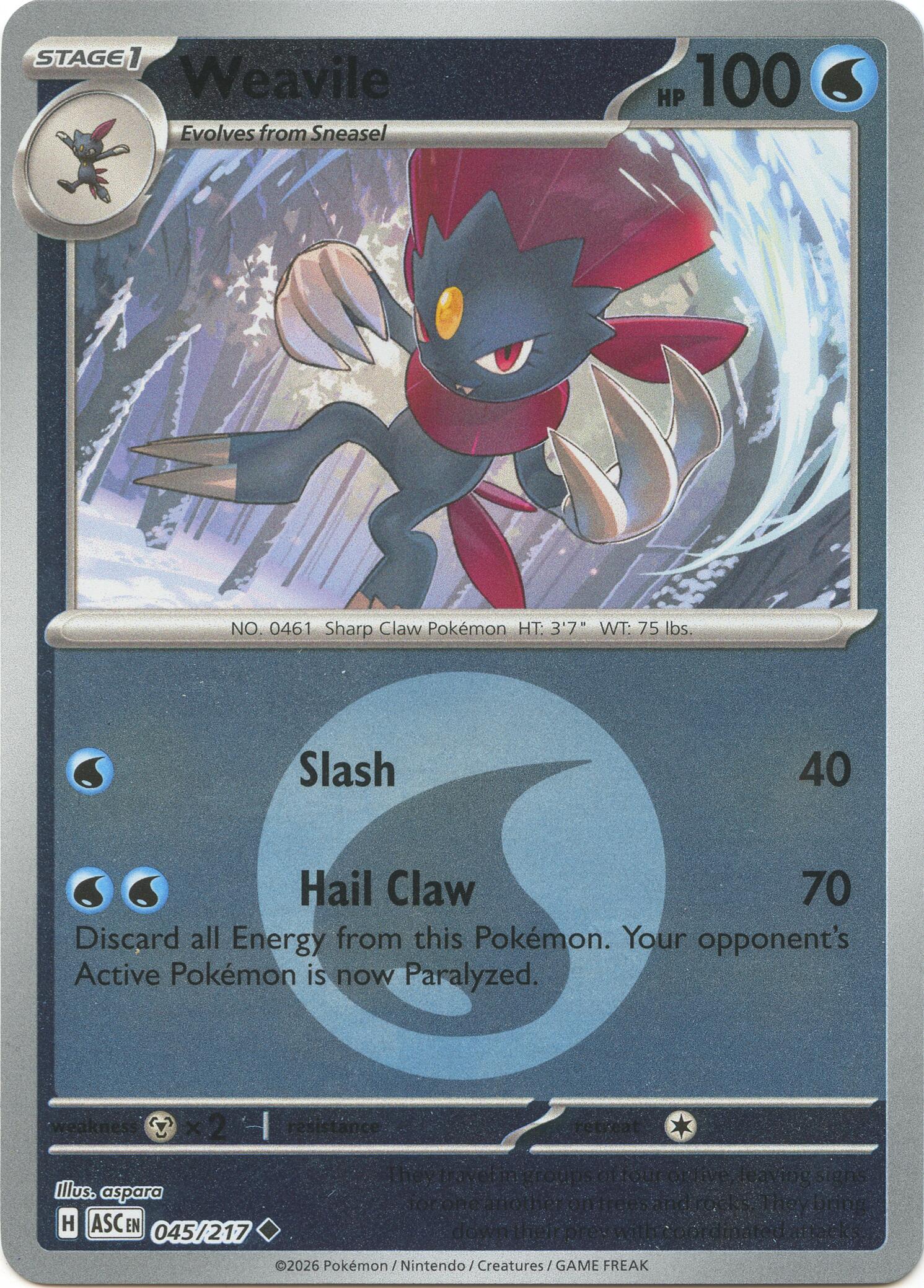Weavile (045/217) (Energy Symbol Pattern) [Mega Evolution: Ascended Heroes] | I Want That Stuff Brandon