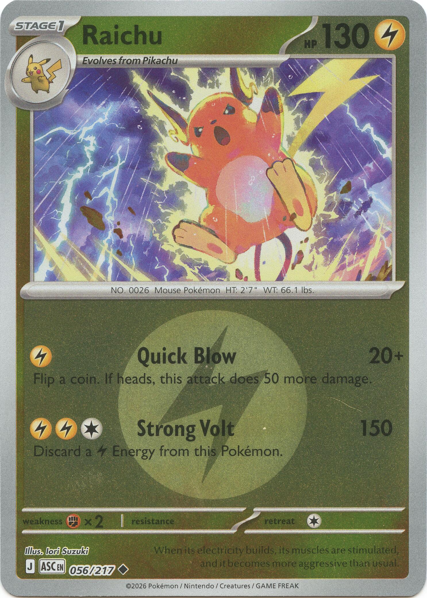 Raichu (056/217) (Energy Symbol Pattern) [Mega Evolution: Ascended Heroes] | I Want That Stuff Brandon