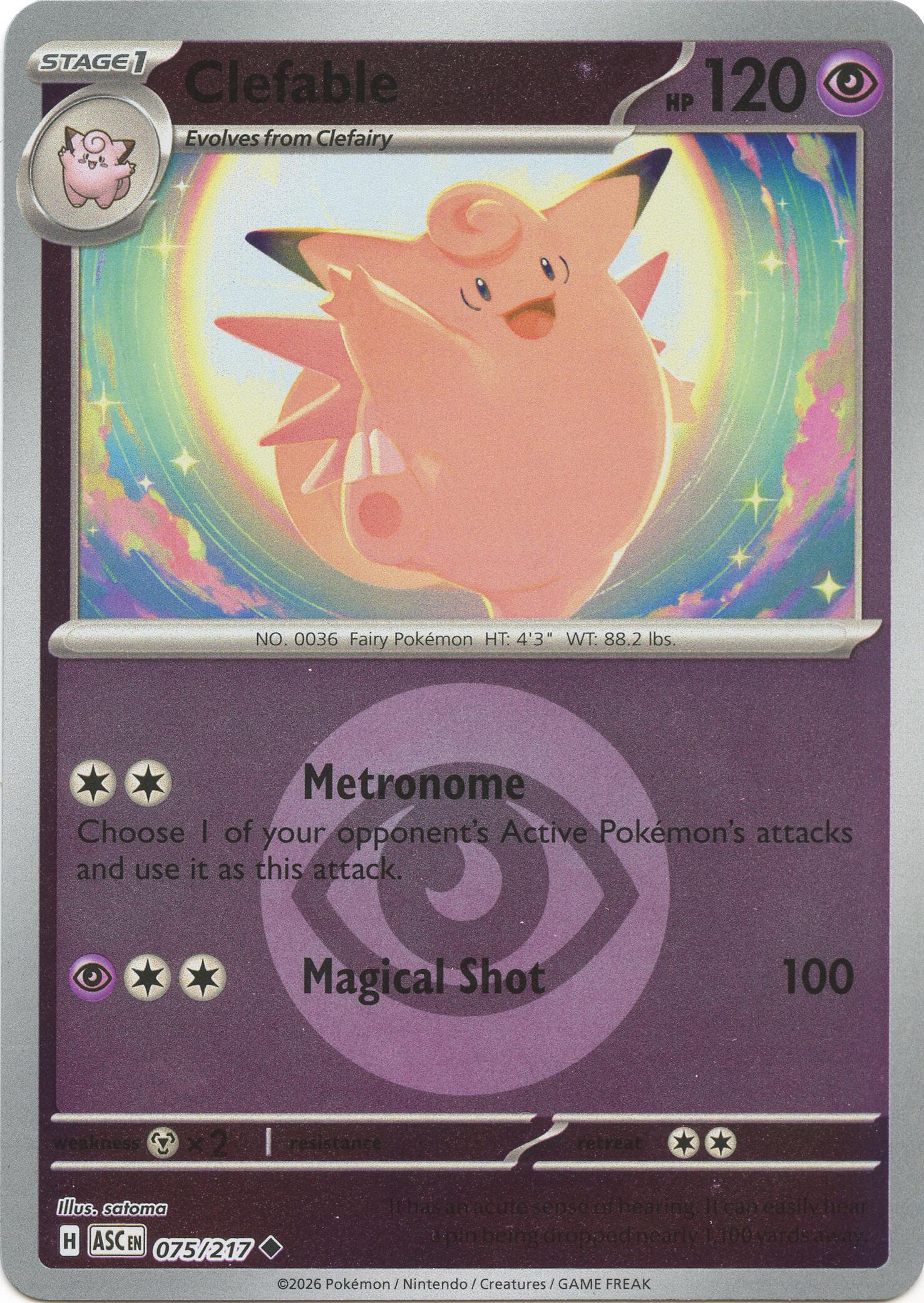 Clefable (075/217) (Energy Symbol Pattern) [Mega Evolution: Ascended Heroes] | I Want That Stuff Brandon