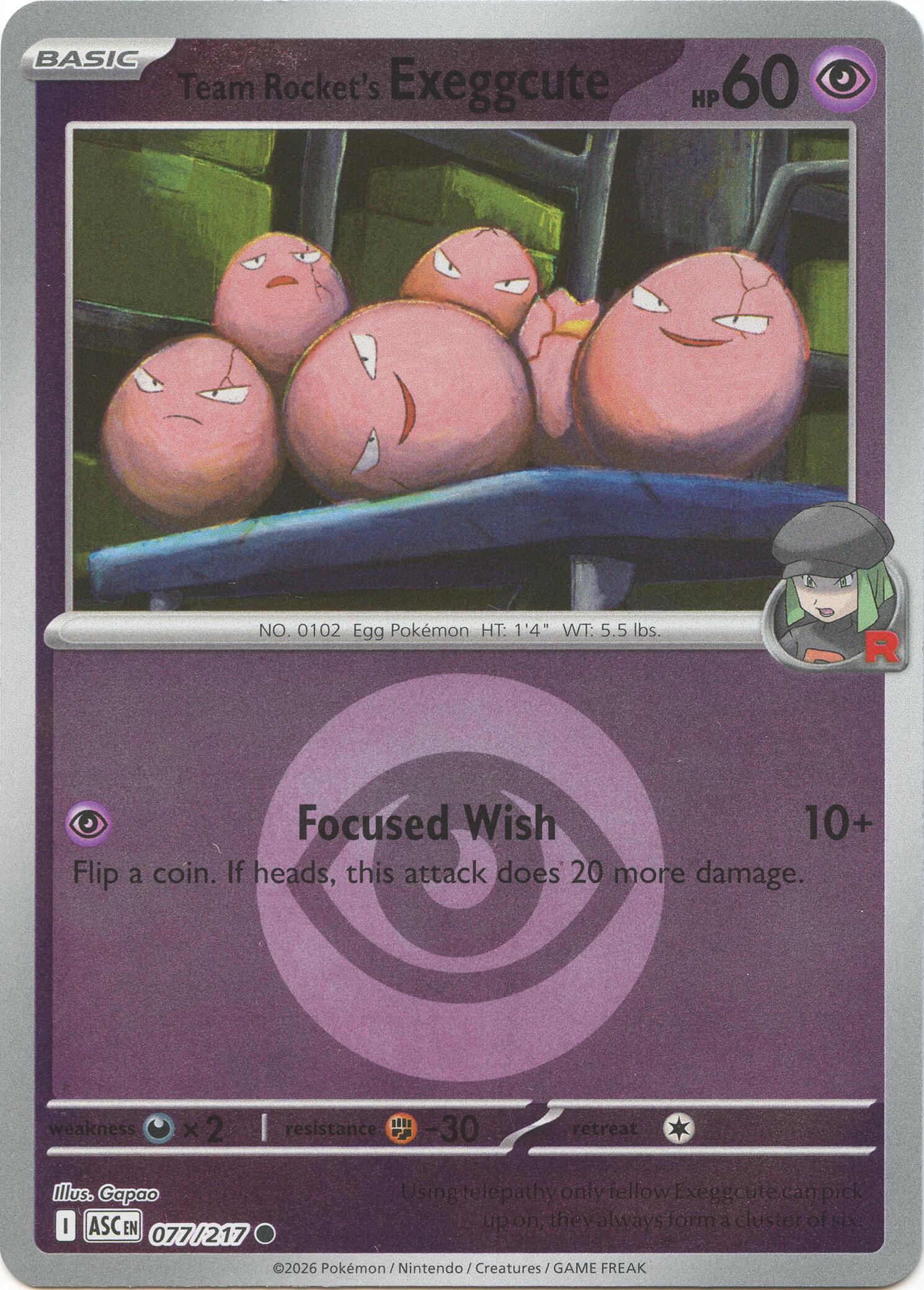 Team Rocket's Exeggcute (077/217) (Energy Symbol Pattern) [Mega Evolution: Ascended Heroes] | I Want That Stuff Brandon