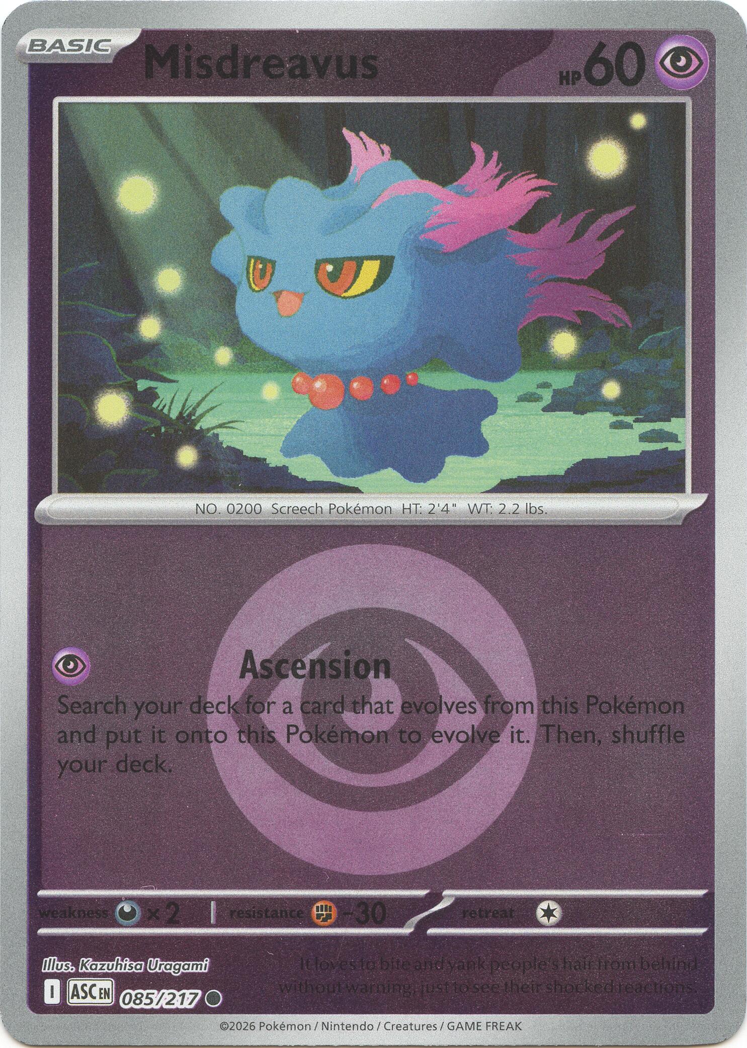Misdreavus (085/217) (Energy Symbol Pattern) [Mega Evolution: Ascended Heroes] | I Want That Stuff Brandon
