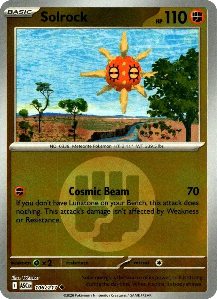 Solrock (106/217) (Energy Symbol Pattern) [Mega Evolution: Ascended Heroes] | I Want That Stuff Brandon