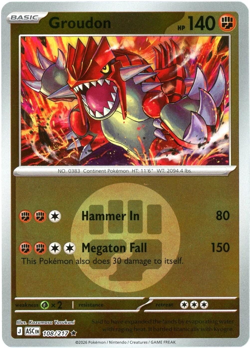 Groudon (108/217) (Energy Symbol Pattern) [Mega Evolution: Ascended Heroes] | I Want That Stuff Brandon