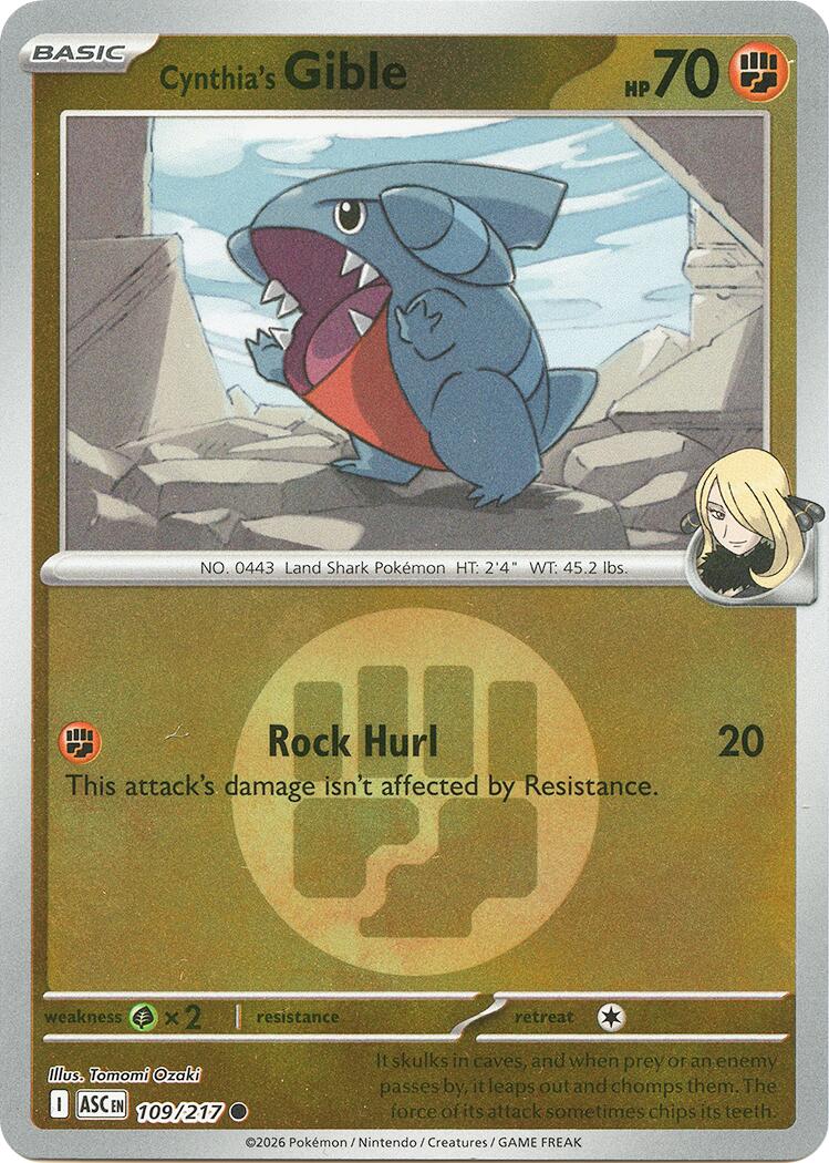 Cynthia's Gible (109/217) (Energy Symbol Pattern) [Mega Evolution: Ascended Heroes] | I Want That Stuff Brandon