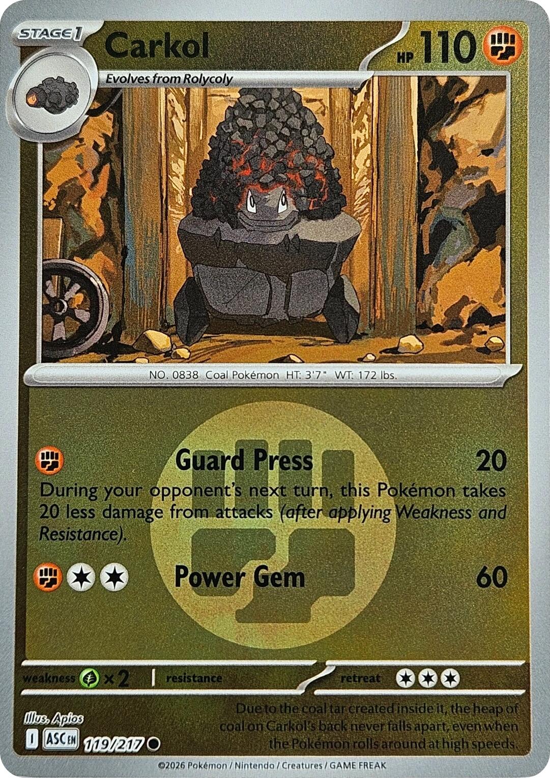 Carkol (119/217) (Energy Symbol Pattern) [Mega Evolution: Ascended Heroes] | I Want That Stuff Brandon
