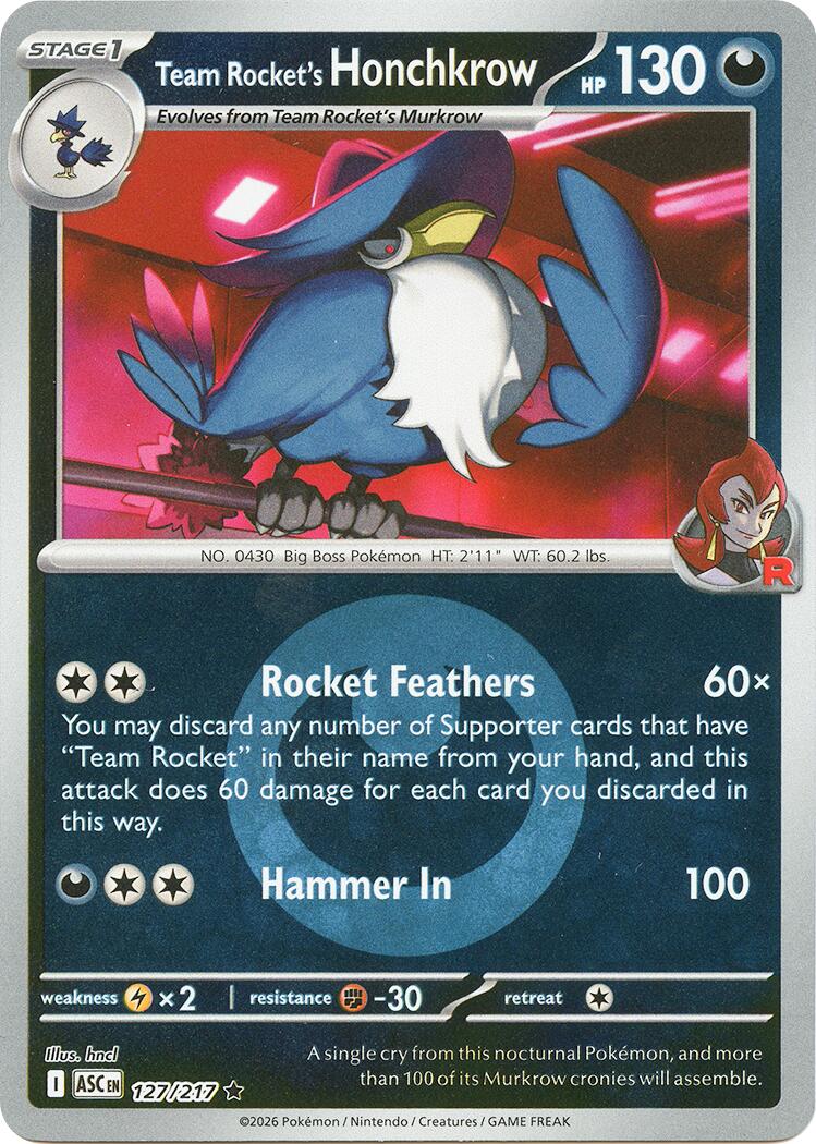 Team Rocket's Honchkrow (127/217) (Energy Symbol Pattern) [Mega Evolution: Ascended Heroes] | I Want That Stuff Brandon