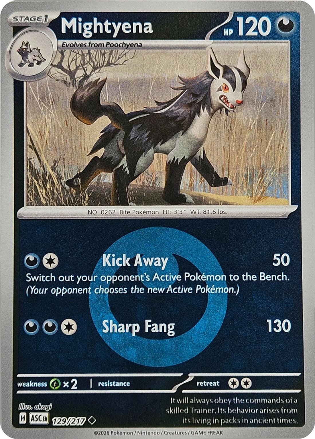 Mightyena (129/217) (Energy Symbol Pattern) [Mega Evolution: Ascended Heroes] | I Want That Stuff Brandon