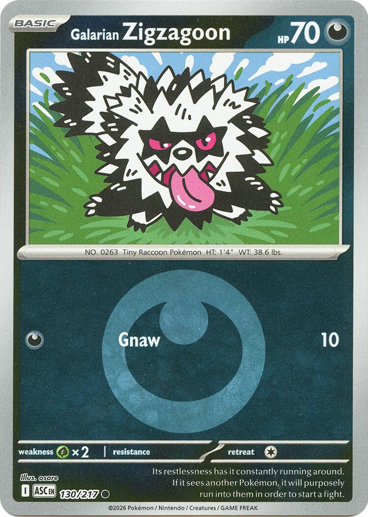 Galarian Zigzagoon (130/217) (Energy Symbol Pattern) [Mega Evolution: Ascended Heroes] | I Want That Stuff Brandon