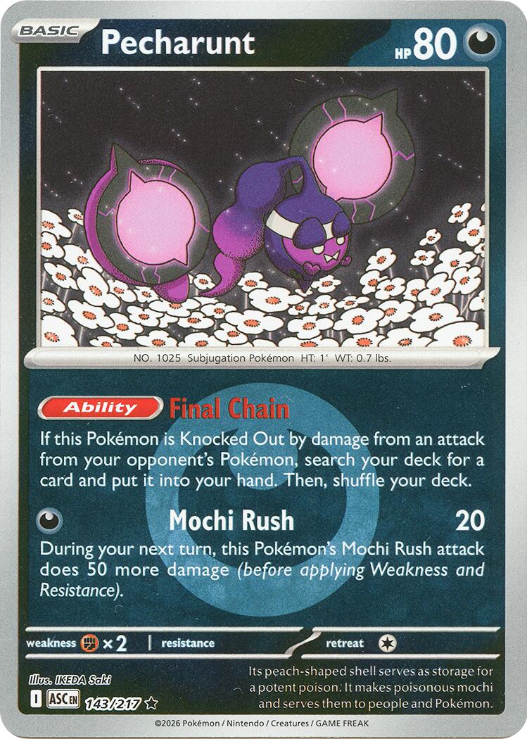 Pecharunt (143/217) (Energy Symbol Pattern) [Mega Evolution: Ascended Heroes] | I Want That Stuff Brandon