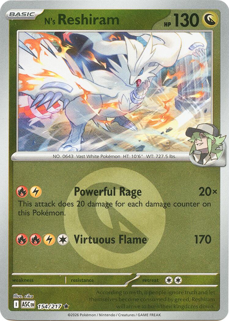 N's Reshiram (154/217) (Energy Symbol Pattern) [Mega Evolution: Ascended Heroes] | I Want That Stuff Brandon