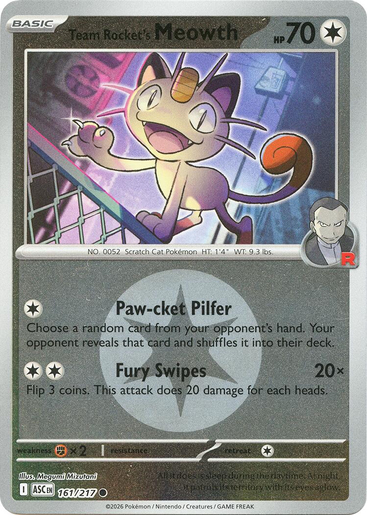 Team Rocket's Meowth (161/217) (Energy Symbol Pattern) [Mega Evolution: Ascended Heroes] | I Want That Stuff Brandon