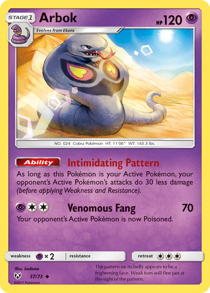 Arbok (37/73) [Sun & Moon: Shining Legends] | I Want That Stuff Brandon