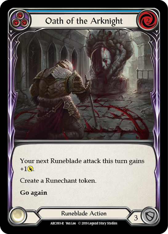 Oath of the Arknight (Blue) [ARC093-R] (Arcane Rising)  1st Edition Rainbow Foil | I Want That Stuff Brandon