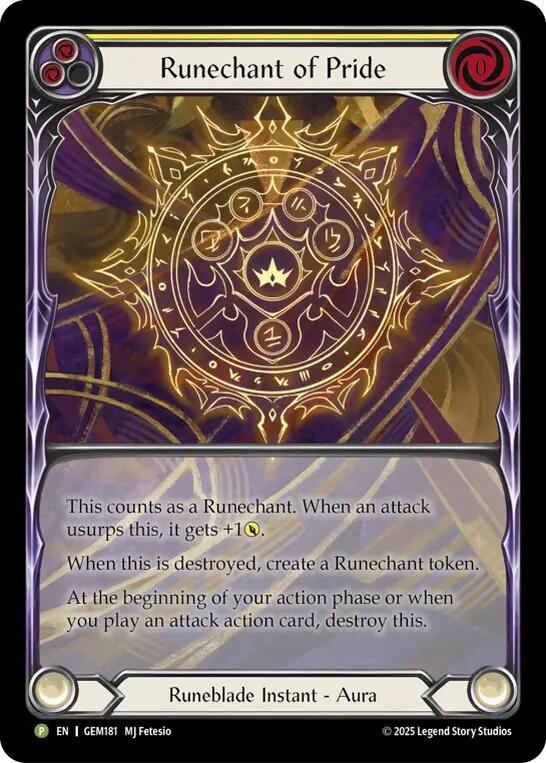 Runechant of Pride (Yellow) [GEM181-RF] (GEM Pack 5)  Rainbow Foil | I Want That Stuff Brandon