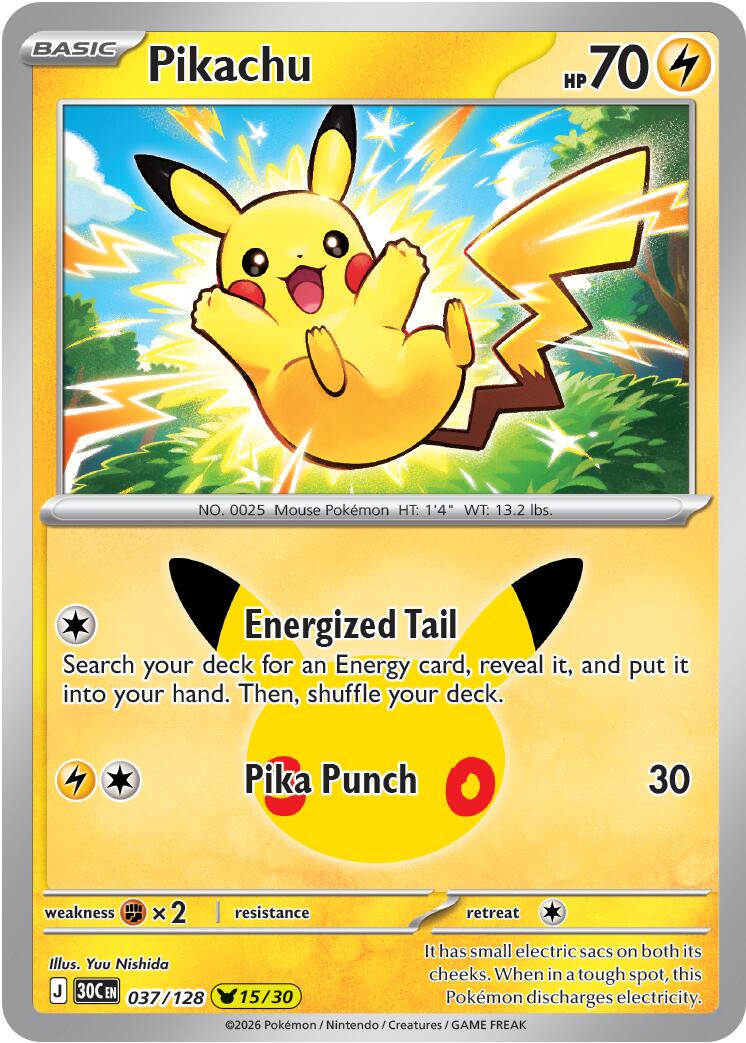 Pikachu (037/128) [Mega Evolution: 30th Celebration] | I Want That Stuff Brandon