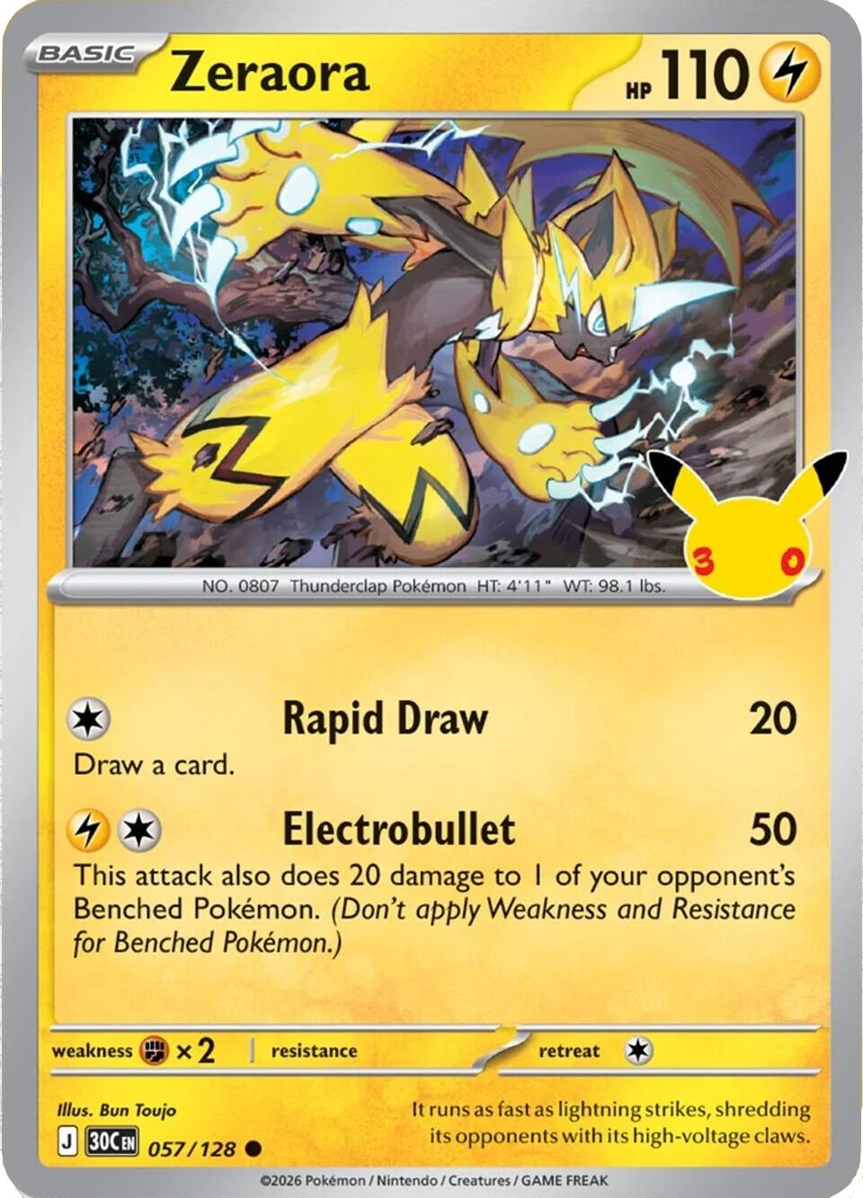 Zeraora (057/128) [Mega Evolution: 30th Celebration] | I Want That Stuff Brandon