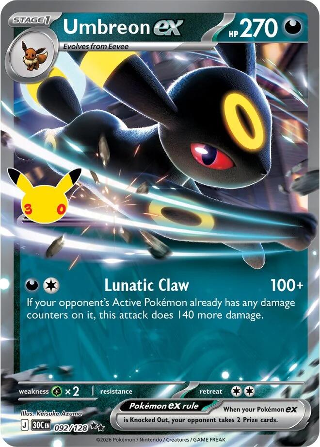 Umbreon ex (092/128) [Mega Evolution: 30th Celebration] | I Want That Stuff Brandon