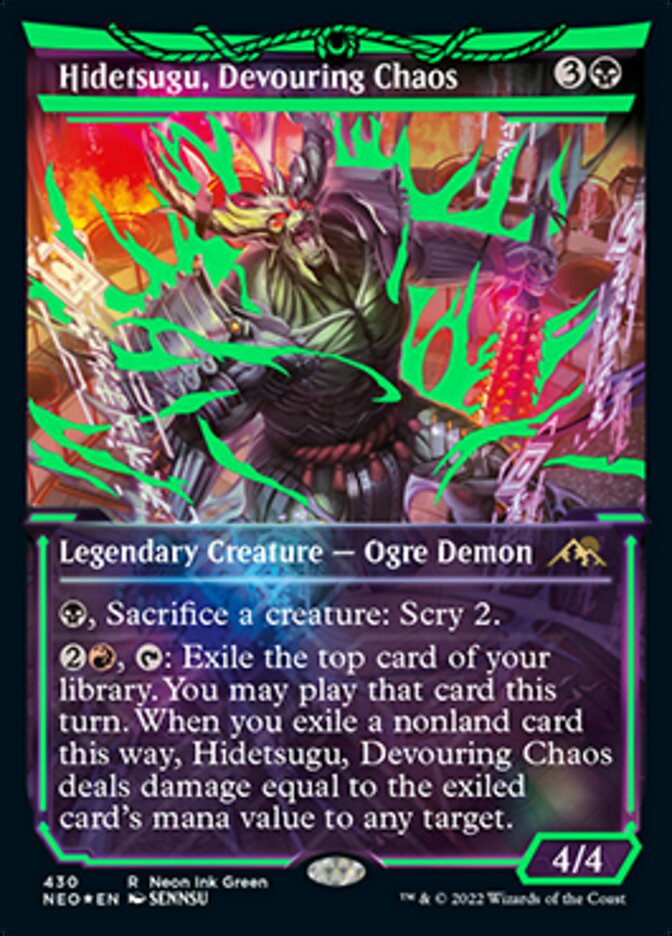 Hidetsugu, Devouring Chaos (Neon Ink Green) [Kamigawa: Neon Dynasty] | I Want That Stuff Brandon