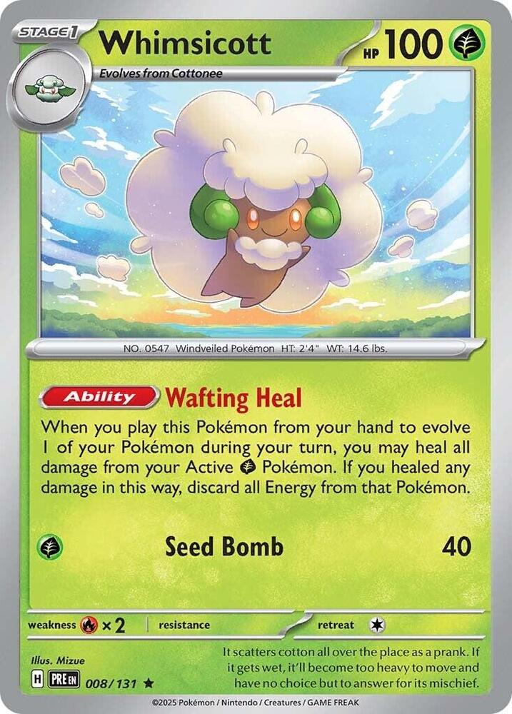 Whimsicott (008/131) [Scarlet & Violet: Prismatic Evolutions] | I Want That Stuff Brandon