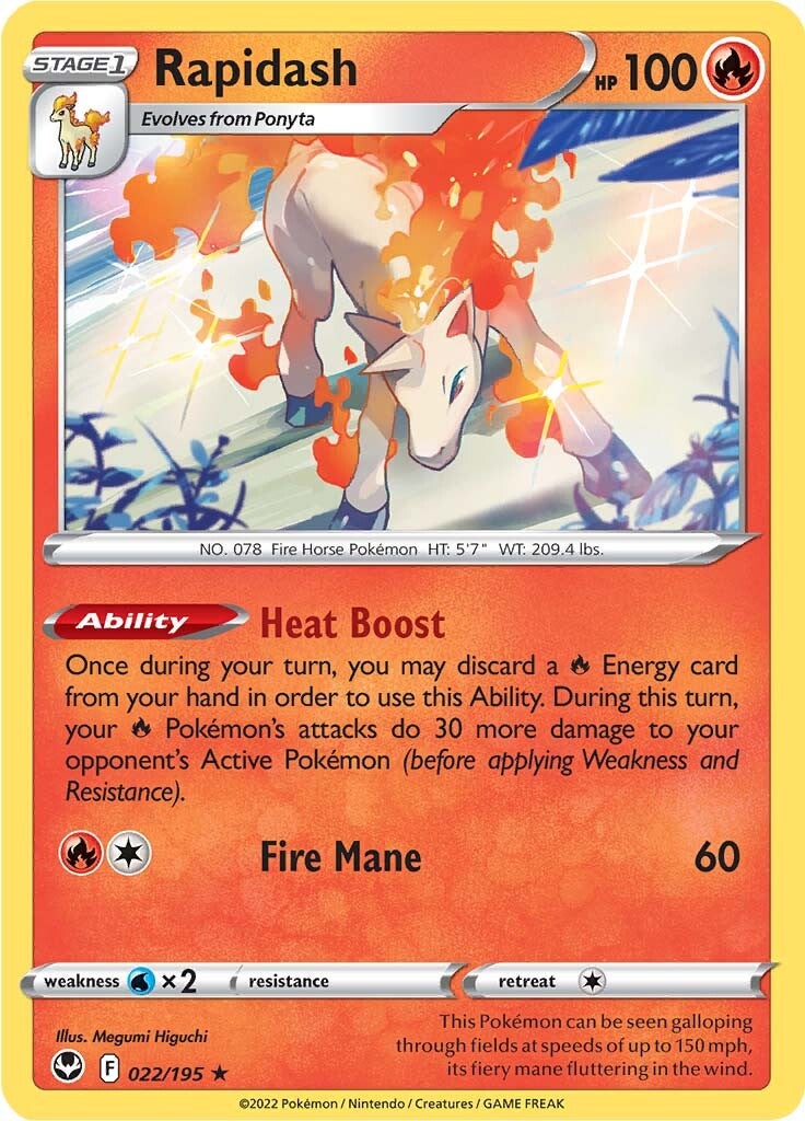 Rapidash (022/195) (Theme Deck Exclusive) [Sword & Shield: Silver Tempest] | I Want That Stuff Brandon