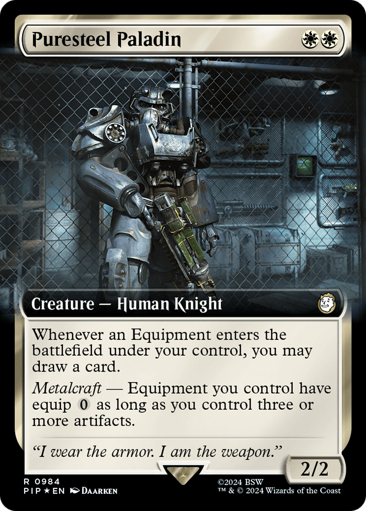 Puresteel Paladin (Extended Art) (Surge Foil) [Fallout] | I Want That Stuff Brandon