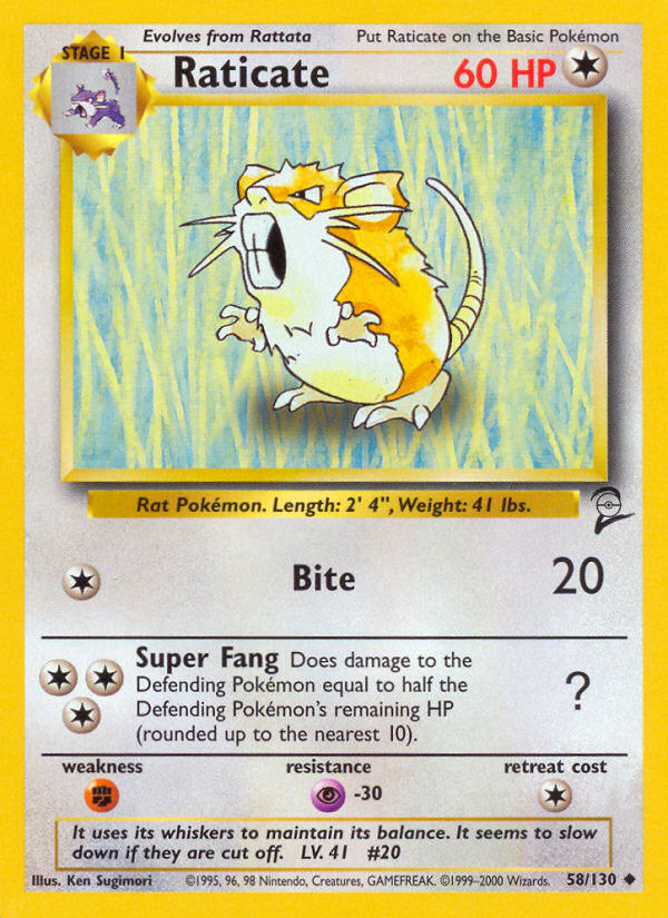 Raticate (58/130) [Base Set 2] | I Want That Stuff Brandon